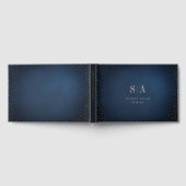 Navy & Gold Glitter Sophisticated Monogram Wedding Gastenboek (Volledig)