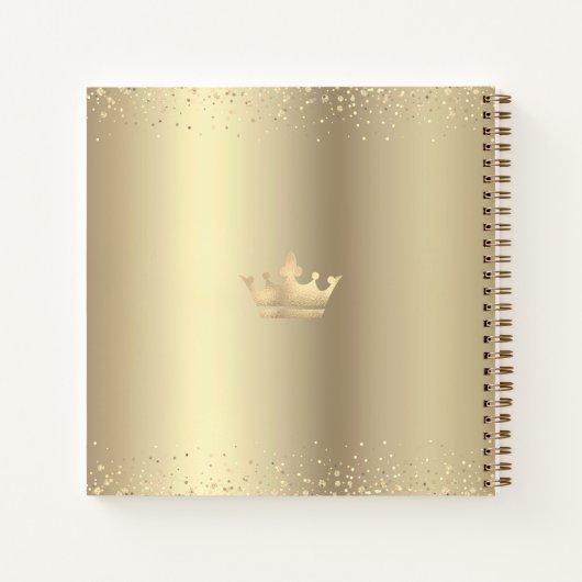 Navy Gold Glitter Tiara Quinceañera Gastenboek Notitieboek (Achterkant)