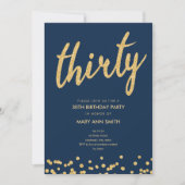 Navy Gold Glitter Type 30e Verjaardagsfeestje Kaart (Voorkant)