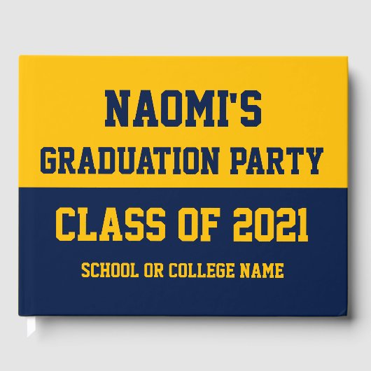 Navy & Gold Graduation Party Klasse van 2024 Gastenboek (Voorkant)