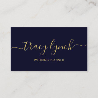 Navy Gold handgeschreven script kalligrafie Visitekaartje