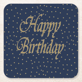 Navy Gold Happy Birthday Kartonnen Onderzetters