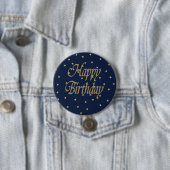 Navy Gold Happy Birthday Ronde Button 7,6 Cm (In situ)