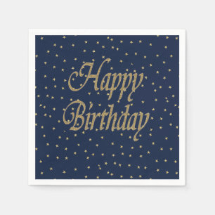 Navy Gold Happy Birthday Servetten