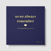 Navy Gold Heart zodat we altijd gedenkteken herinn Gastenboek (Voorkant)