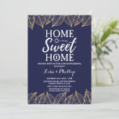 Navy Gold Herfst Housewarming Home Key Invite Kaart (Staand voorkant)