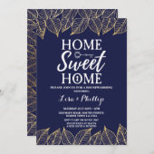Navy Gold Herfst Housewarming Home Key Invite Kaart (Voorkant / Achterkant)