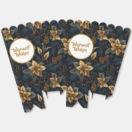 Navy Gold Holly Medallion Pattern Bedankdoosjes (Ongevouwen)