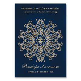 Navy Gold Indiase stijl DIY Tent Place Card Kaart