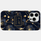 Navy Gold iPhone Case Chic Girls Birthday Keepsake (Achterkant (horizontaal))