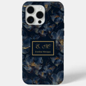 Navy Gold iPhone Case Sweet Sixteen Custom Name (Achterkant)