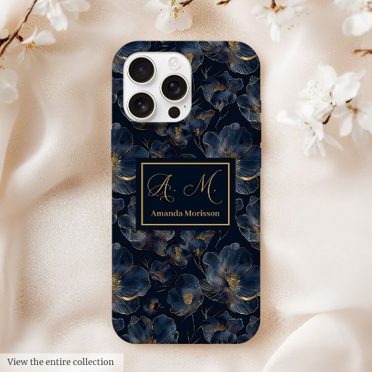 Navy Gold iPhone Case Sweet Sixteen Custom Name