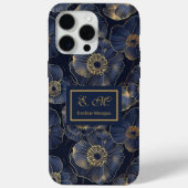 Navy Gold iPhone Case Trendy Quinceañera Monogram (Achterkant)