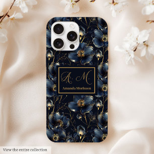 Navy Gold iPhone Hoesje Sweet Sixteen Bloemendesig