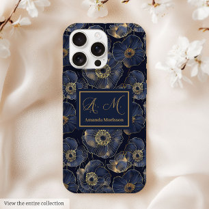 Navy Gold iPhone Hoesje Trendy Quinceañera Monogra