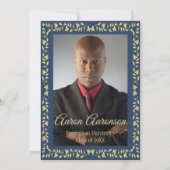 Navy & Gold Ivy Border Afstuderen Fotouitnodiging (Achterkant)