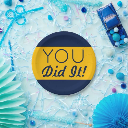 Navy & Gold je deed het Afstuderen Papieren Bordje (Feest)