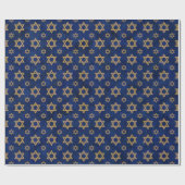 Navy Gold Jewish Star Design Wrapping Paper Cadeaupapier (Vlak)