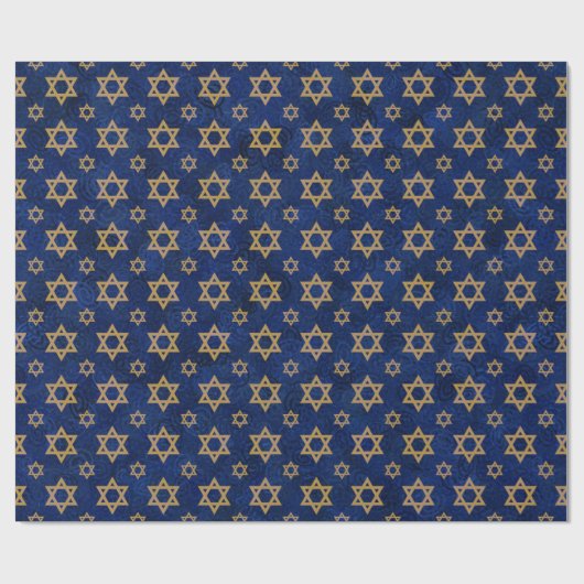 Navy Gold Jewish Star Design Wrapping Paper Cadeaupapier (Vlak)
