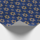 Navy Gold Jewish Star Design Wrapping Paper Cadeaupapier (Hoek)