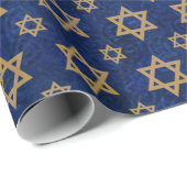 Navy Gold Jewish Star Design Wrapping Paper Cadeaupapier (Rol Hoek)