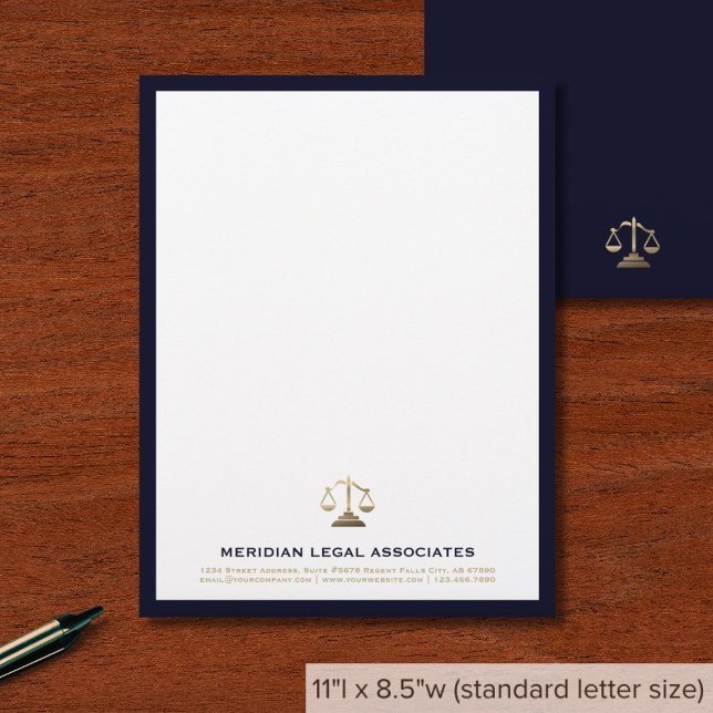 Navy Gold Justice schaal Letterhead Briefhoofd (Creator heeft geüpload)