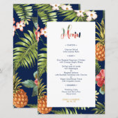 Navy & Gold | Kaart van het menu Tropische zomerwe (Voorkant / Achterkant)