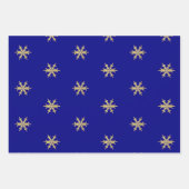Navy Gold-kerstboom Snowflake Wavy Lines Inpakpapier Vel (Voorkant 3)