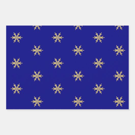 Navy Gold-kerstboom Snowflake Wavy Lines Inpakpapier Vel (Voorkant 3)