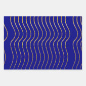 Navy Gold-kerstboom Snowflake Wavy Lines Inpakpapier Vel (Voorkant 2)