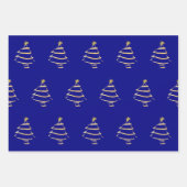 Navy Gold-kerstboom Snowflake Wavy Lines Inpakpapier Vel (Voorkant)