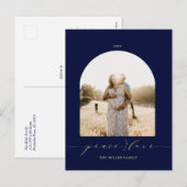 Navy & Gold | Kerstfoto van Peace and Love Feestdagenkaart (Voorkant / Achterkant)