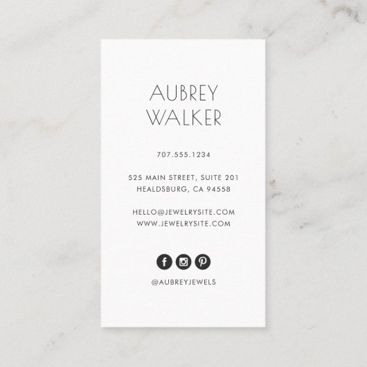 Navy & Gold Ketting Logo | Joodontwerper Visitekaartje (Achterkant)