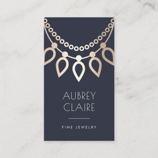 Navy & Gold Ketting Logo | Joodontwerper Visitekaartje (Voorkant)