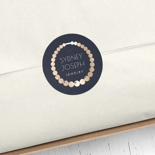 Navy & Gold Ketting | Logo Joodse ontwerpen Ronde Sticker