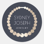 Navy & Gold Ketting | Logo Joodse ontwerpen Ronde Sticker (Voorkant)