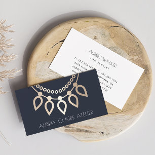Navy & Gold Ketting Logo   Ontwerp van juwelen Visitekaartje