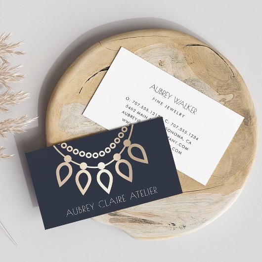 Navy & Gold Ketting Logo | Ontwerp van juwelen Visitekaartje