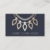 Navy & Gold Ketting Logo | Ontwerp van juwelen Visitekaartje (Voorkant)