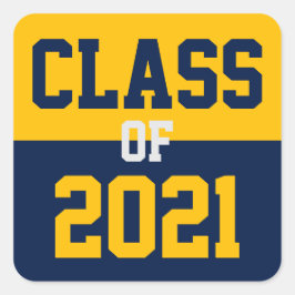 Navy & Gold Klasse van 2024 Afstuderen Vierkante Sticker