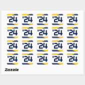 Navy & Gold Klasse van '24 Afstuderen Vierkante Sticker (Vel)