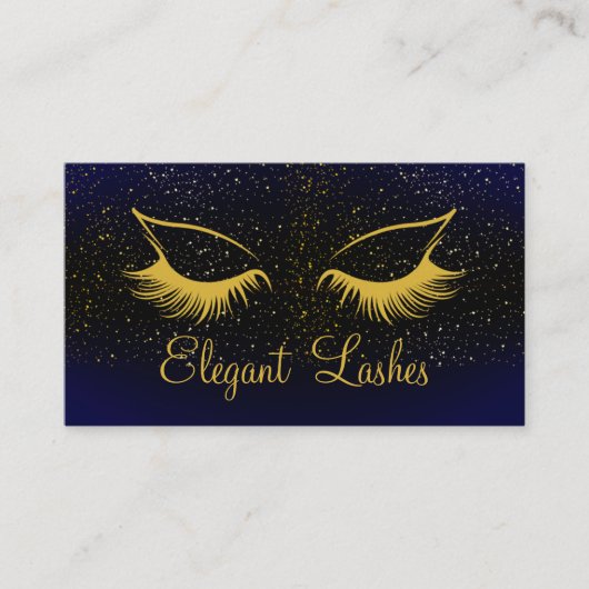 Navy & Gold Lash Technician Visitekaartje Elegant
