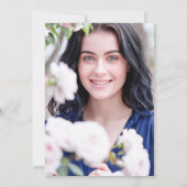 Navy Gold Laurel Boek Afstuderen Party Foto Kaart (Achterkant)