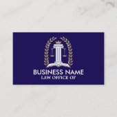 Navy Gold Laurel Scale of Justice Lawyer Visitekaartje (Voorkant)