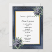 NAVY GOLD LAYERED EMBOSSED FLORAL WEDING KAART (Voorkant)