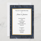 NAVY GOLD LAYERED FOLIE BEKIJKT WEDDINVITATIE KAART (Voorkant)
