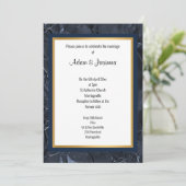 NAVY GOLD LAYERED FOLIE BEKIJKT WEDDINVITATIE KAART (Staand voorkant)