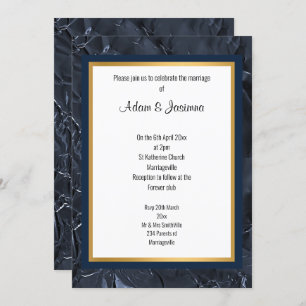NAVY GOLD LAYERED FOLIE BEKIJKT WEDDINVITATIE KAART