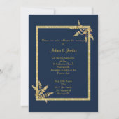 NAVY GOLD LEAF ELEGANT WEDING KAART (Voorkant)