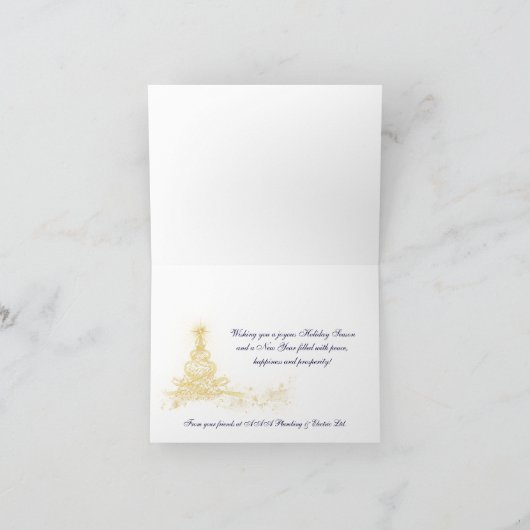 Navy, Gold Lighting Tree Corporate Holiday Kaart (Binnen)